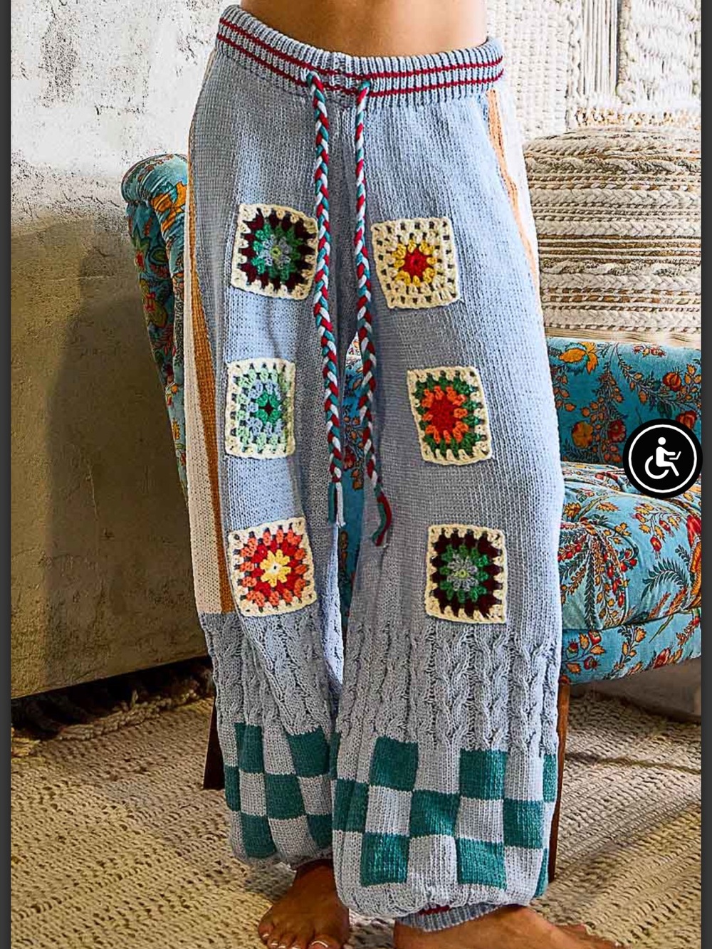 POL Blue Knit Chenille Pants